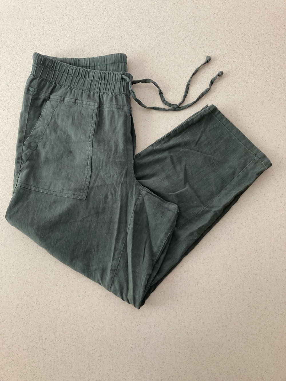 Kut from the Kloth Green Linen Wide Leg Pants Women Size L